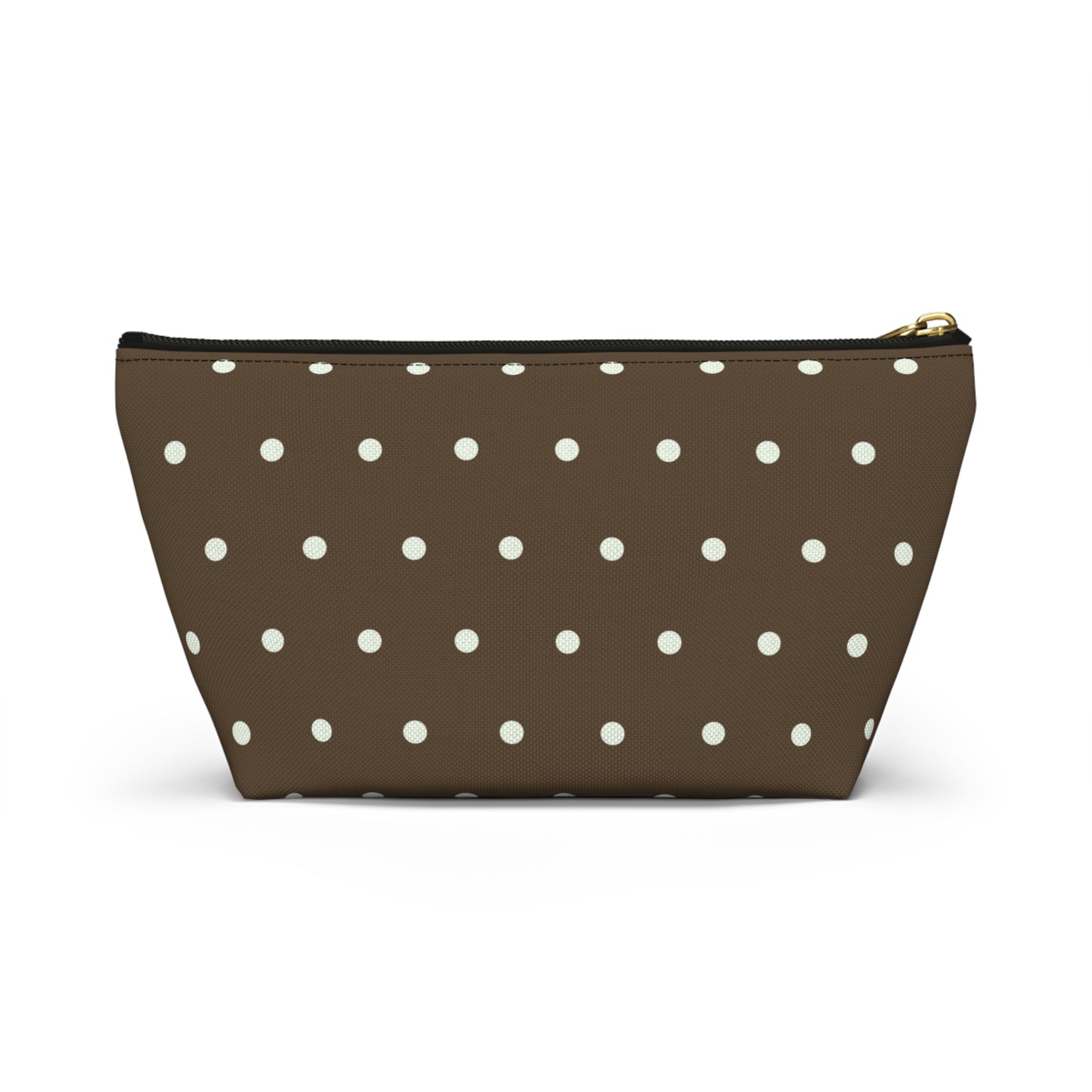 Brown Polka Dot Accessory Pouch — T‑Bottom Makeup Bag