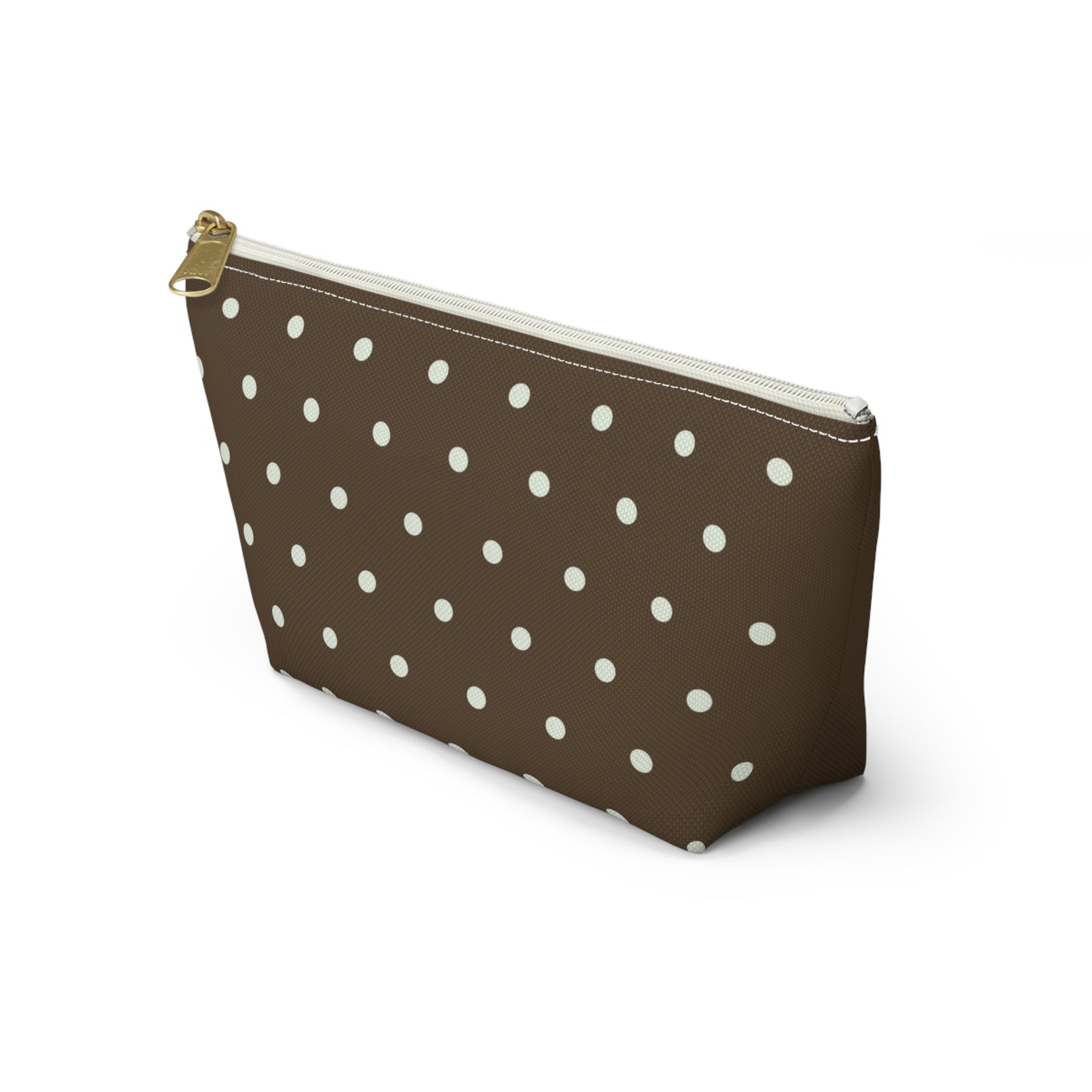 Brown Polka Dot Accessory Pouch — T‑Bottom Makeup Bag