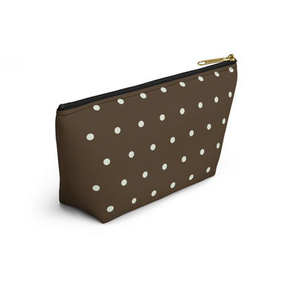 Brown Polka Dot Accessory Pouch — T‑Bottom Makeup Bag