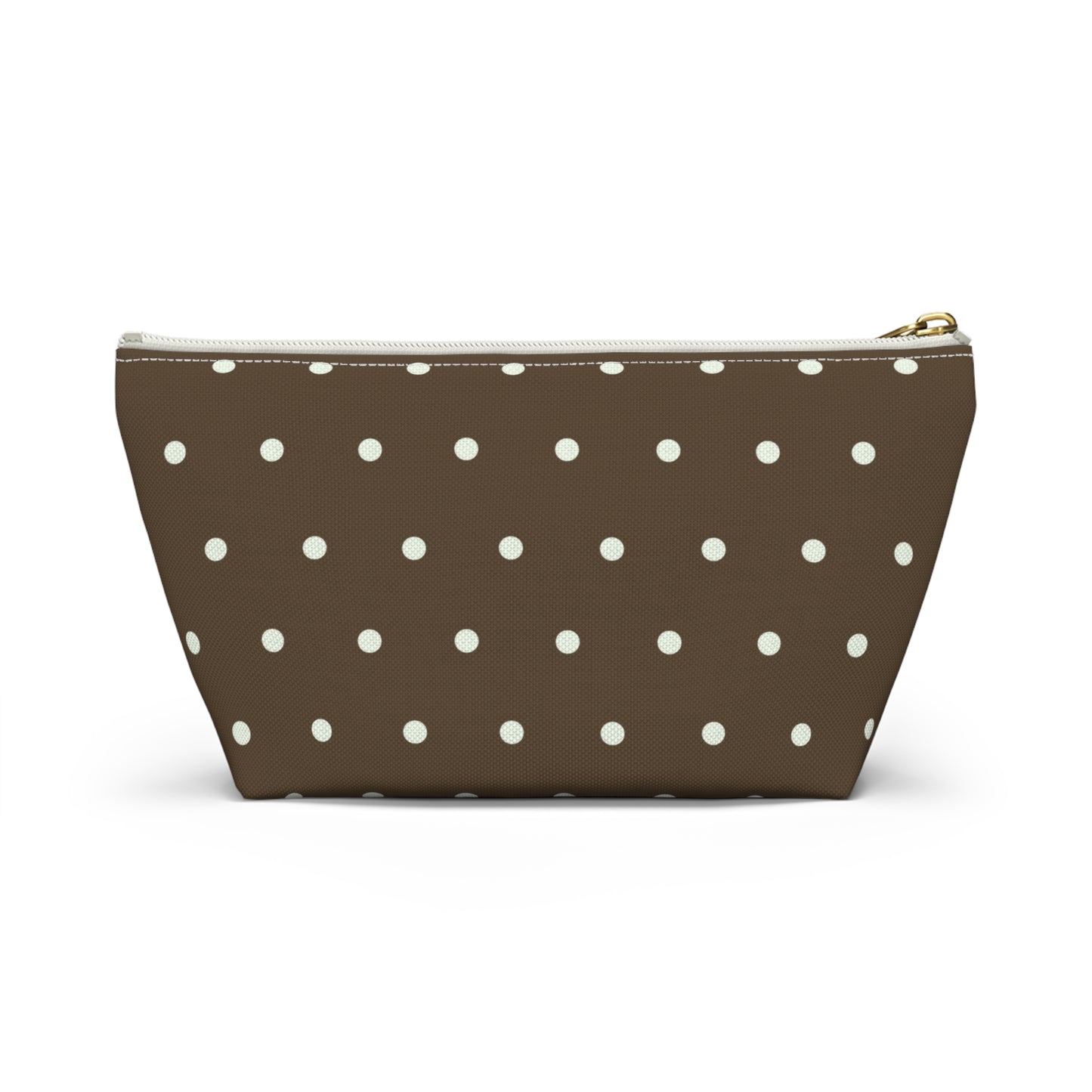 Brown Polka Dot Accessory Pouch — T‑Bottom Makeup Bag