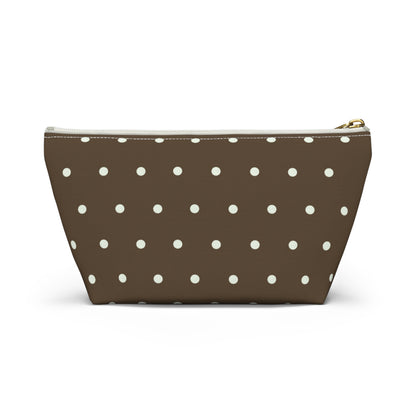 Brown Polka Dot Accessory Pouch — T‑Bottom Makeup Bag