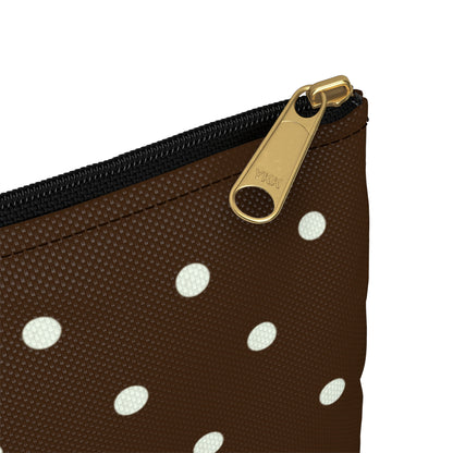 Brown Polka Dot Accessory Pouch