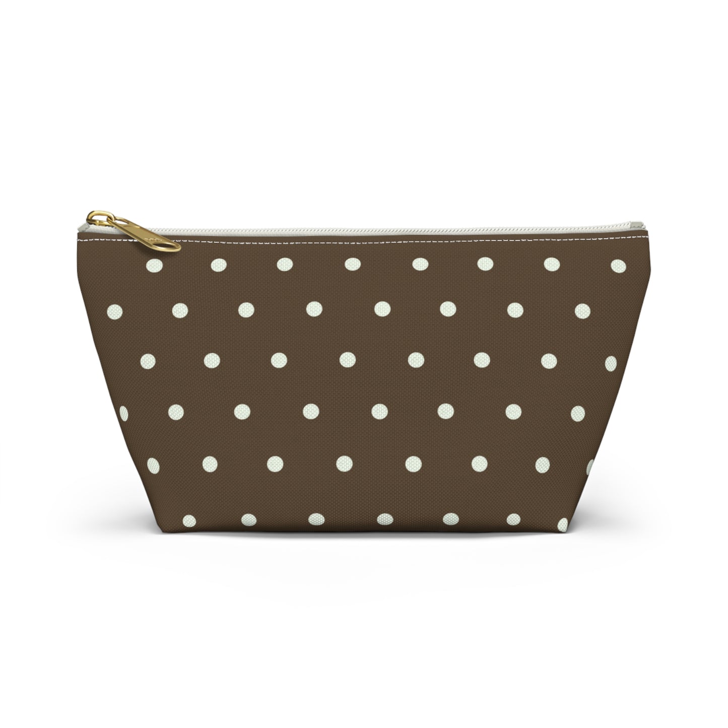 Brown Polka Dot Accessory Pouch — T‑Bottom Makeup Bag