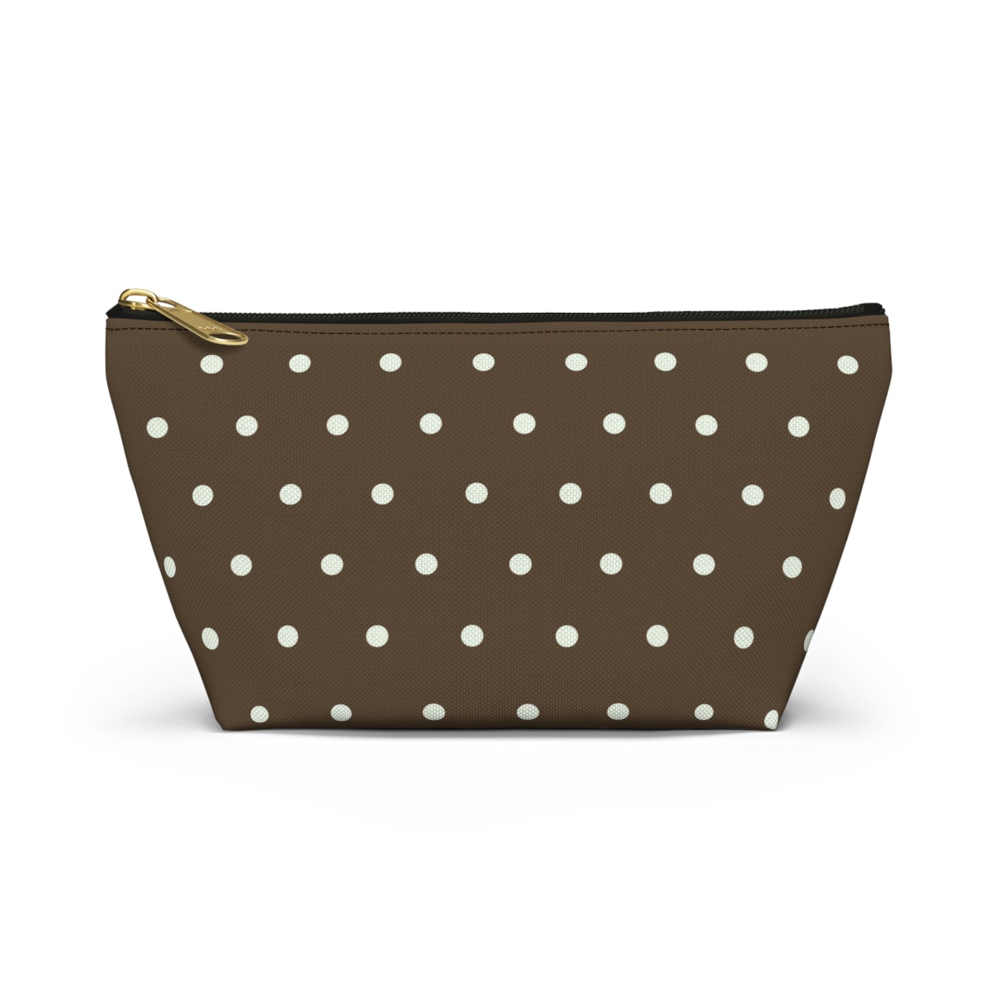 Brown Polka Dot Accessory Pouch — T‑Bottom Makeup Bag