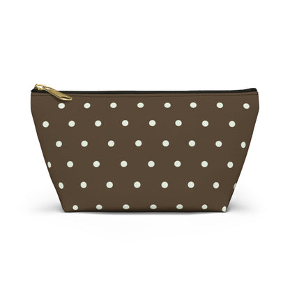 Brown Polka Dot Accessory Pouch — T‑Bottom Makeup Bag