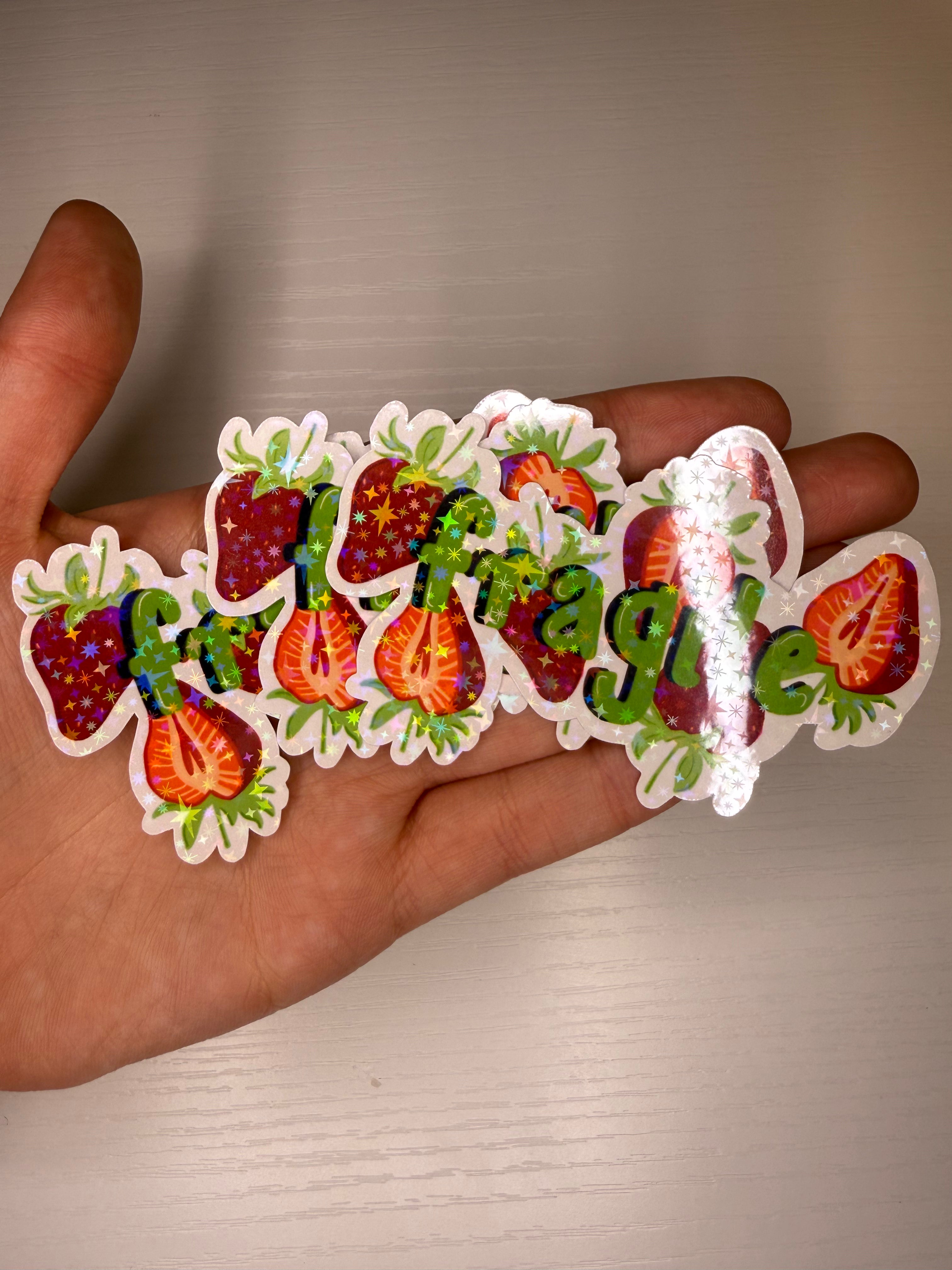 STRAWBERRY FRAGILE STICKERS