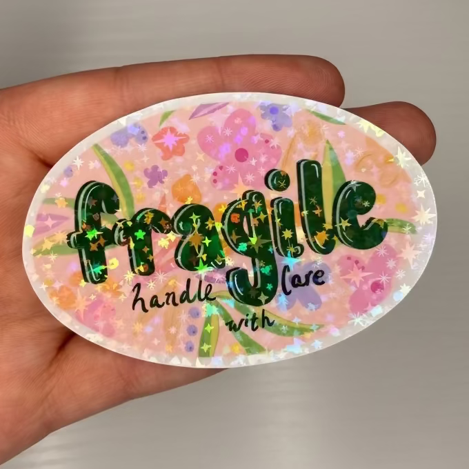 Floral FRAGILE Sticker